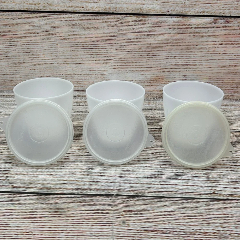 Vintage Tupperware Condiment Caddy Carousel 3 Containers Tan White‎ 757-1 758-12